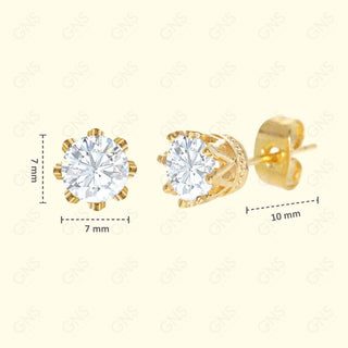 GNS - Round Gold Stud Earrings (CURD7G)