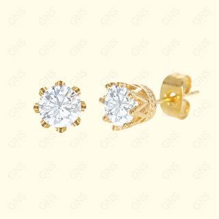 GNS - Round Gold Stud Earrings (CURD7G)