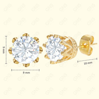 GNS - Gold Cubic Zirconia Round Plain Stud Earring CURD09G