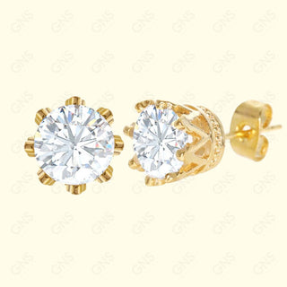 GNS - Gold Cubic Zirconia Round Plain Stud Earring CURD09G
