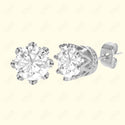 GNS - Silver Cubic Zirconia Round Plain Stud Earring CURD09S