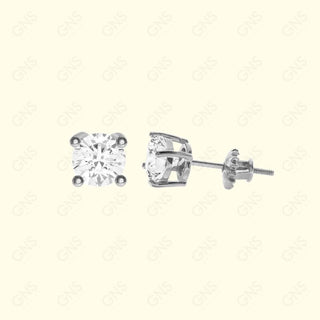 GNS - Silver Medium Round Stud Earrings (CURS05S)