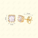 GNS - Gold Cubic Zirconia Square Plain Stud Earring CUSD06G