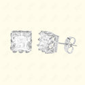 GNS - Silver Cubic Zirconia Square Plain Stud Earring CUSD08S