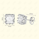 GNS - Silver Cubic Zirconia Square Plain Stud Earring CUSD08S