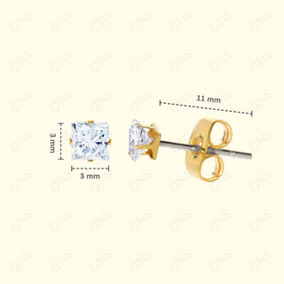 GNS - Gold X-Small Square Stud Earrings (CUSP3G)