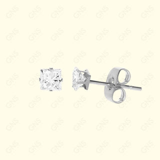 GNS - Silver Cubic Zirconia Square Plain Stud Earring CUSP03S
