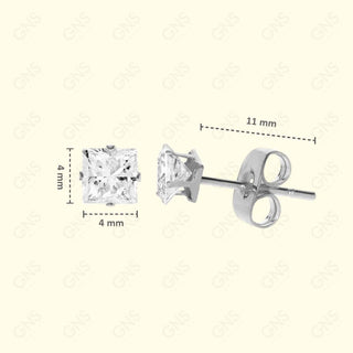 GNS - Silver Cubic Zirconia Square Plain Stud Earring CUSP04S