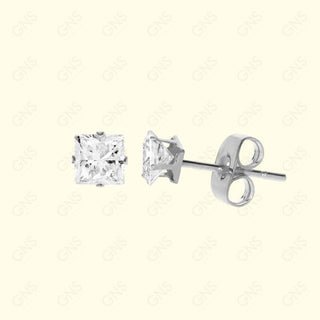 GNS - Silver Cubic Zirconia Square Plain Stud Earring CUSP04S