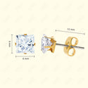 GNS - Gold Cubic Zirconia Square Plain Stud Earring CUSP06G