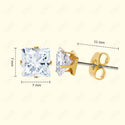 GNS - Gold Cubic Zirconia Square Plain Stud Earring CUSP07G