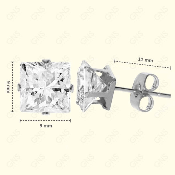 GNS - Silver Square Stud Earrings (CUSP9S)