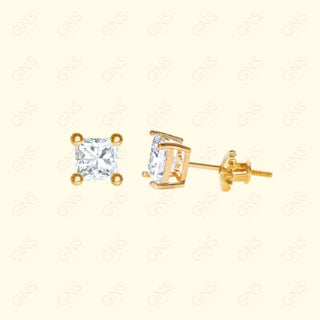 GNS - Silver Gold Square Stud Earrings (CUSS3G)