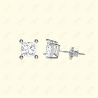 GNS - Silver Small Square Stud Earrings (CUSS4S)