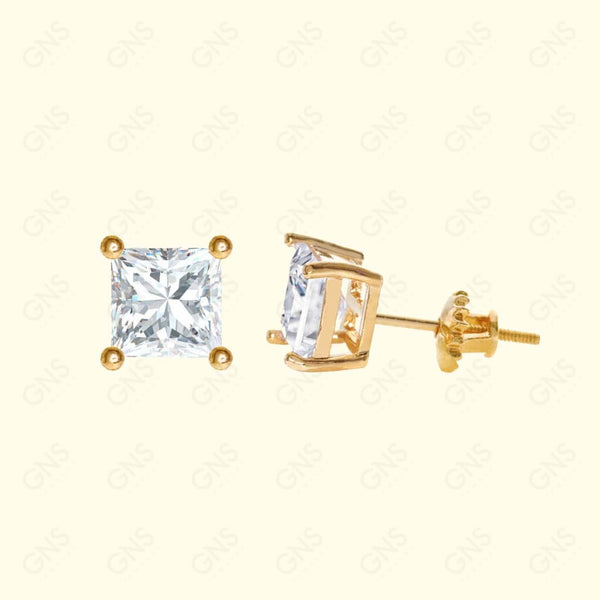 GNS - Gold Medium Square Stud Earrings (CUSS05G)