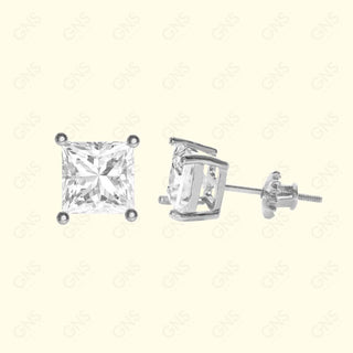GNS - Silver Large Square Stud Earrings (CUSS6S)