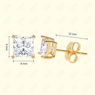 GNS - Gold Square Stud Earrings (CUST6G)