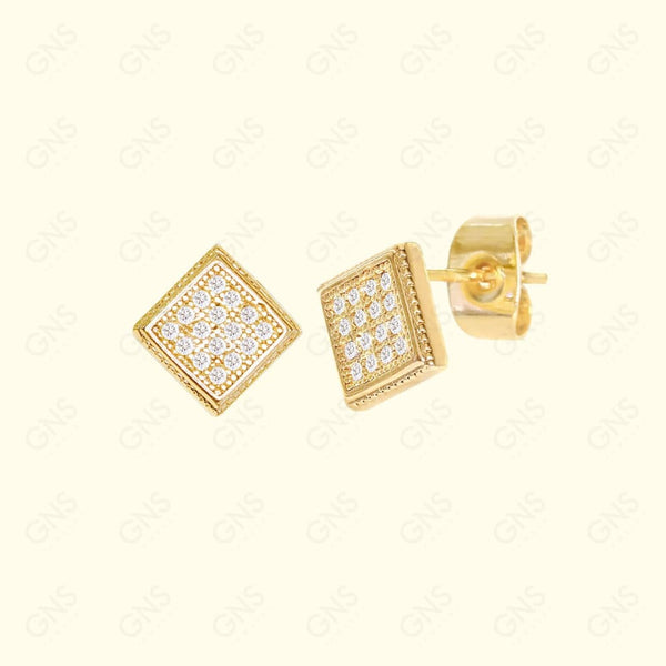 GNS - Gold Square Stud Earrings (CZ048G)