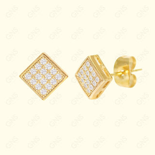 GNS - Gold Square Stud Earring (CZ075G)