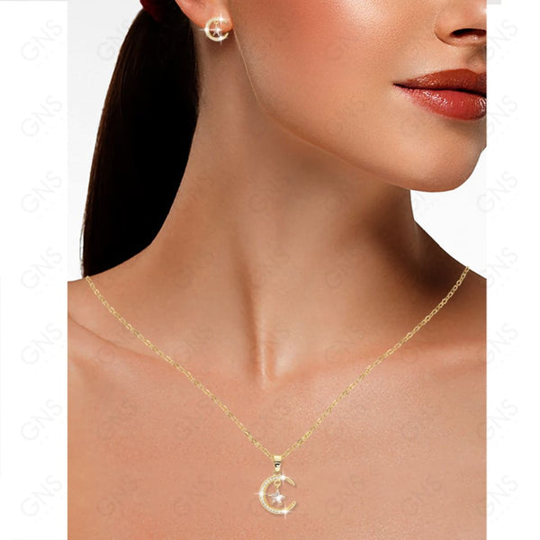 GNS - Gold Moon Star Necklace (CZN069G)