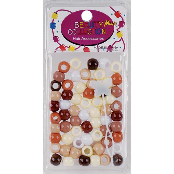 BEAUTY COLLECTION - Small Round Hair Bead 70PCs Brown Tone