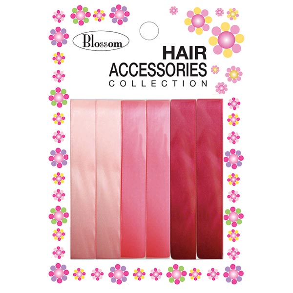 BLOSSOM - Hair Ribbons 6-Line PINK 8mm