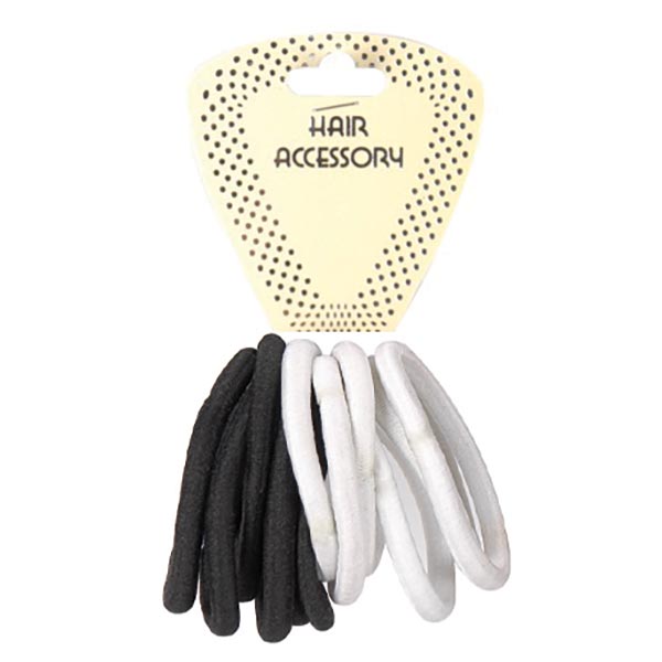 MAGIC COLLECTION - Small Elastic Ponytail Holder BLACK/WHITE #HEP507BW