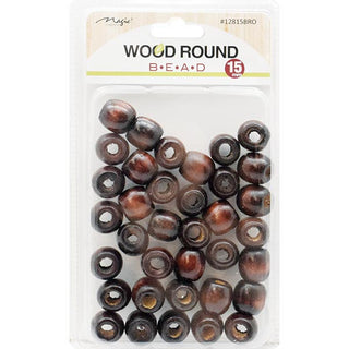 MAGIC COLLECTION - Wood Round Hair Bead (L) Dark Brown