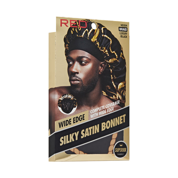 KISS - RED SATIN WIDE EDGE BONNET BRAID LUXURY