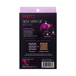 KISS - RED WIDE EDGE SILKY SATIN CAP LARGE PURPLE & DOTTY