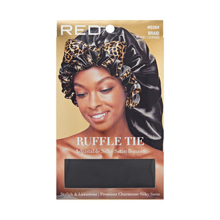 KISS - RED RUFFLE TIE BONNET BRAID BLACK