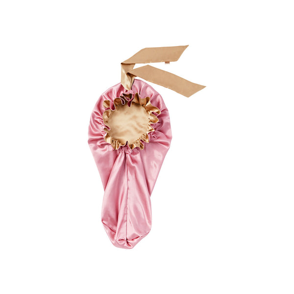 KISS - RED RUFFLE TIE BONNET BRAID BABY PINK