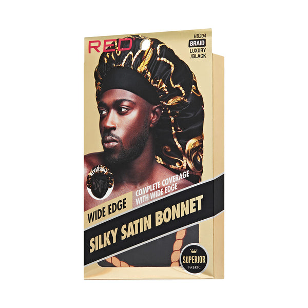 KISS - RED SATIN WIDE EDGE BONNET BRAID LUXURY