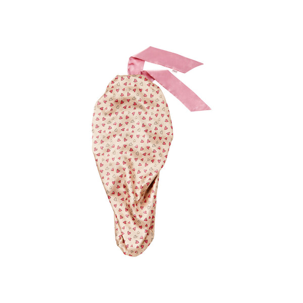 KISS - RED RUFFLE TIE BONNET BRAID HEARTS