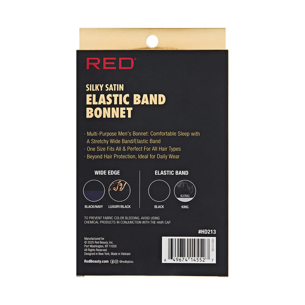 KISS - RED SATIN ELASTIC BONNET BRAID BLACK