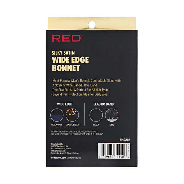 KISS - RED SATIN WIDE EDGE BONNET BRAID BLACK