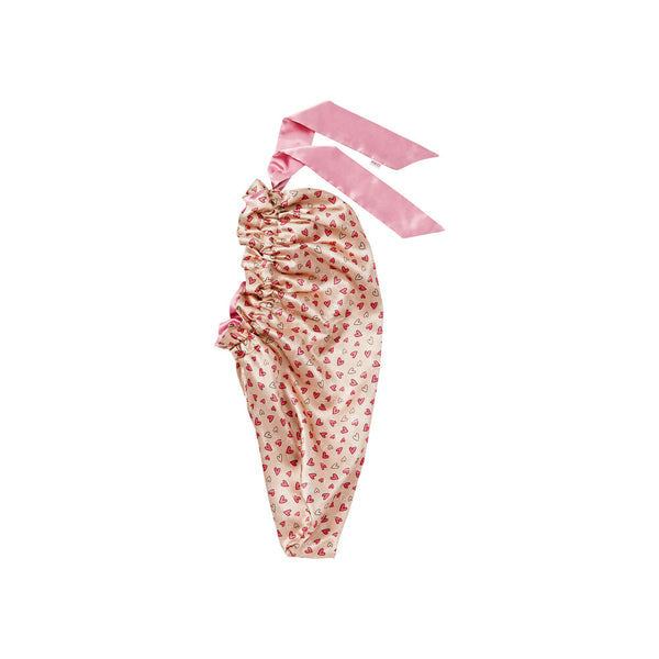 KISS - RED RUFFLE TIE BONNET BRAID HEARTS