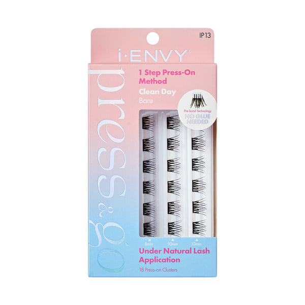 Kiss i-ENVY Clean Day BARE - Under Natural Lash App 18-Press On Clusters (8MM, 10MM, 10MM) IP13
