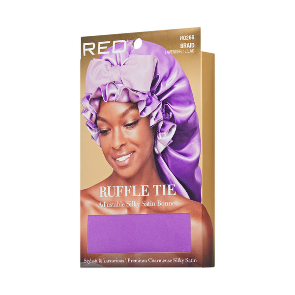 KISS - RED RUFFLE TIE BONNET BRAID LAVENDER