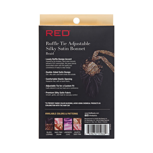 KISS - RED RUFFLE TIE BONNET BRAID BLACK