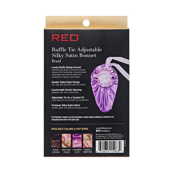 KISS - RED RUFFLE TIE BONNET BRAID LAVENDER