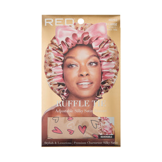 KISS - RED RUFFLE TIE BONNET XL HEARTS