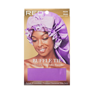 KISS - RED RUFFLE TIE BONNET BRAID LAVENDER