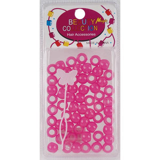 BEAUTY COLLECTION - Small Round Hair Bead 70PCs HOT PINK