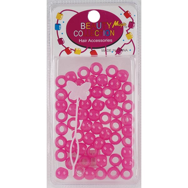 BEAUTY COLLECTION - Small Round Hair Bead 70PCs HOT PINK