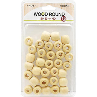 MAGIC COLLECTION - Wood Round Hair Bead (L) Natural