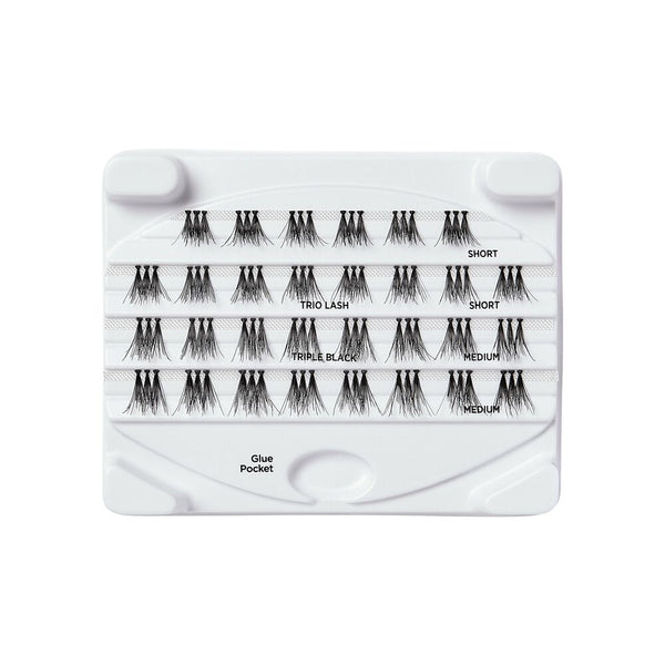 KISS - IEK TRIO TRIPLE BLACK INDIVIDUAL EYELASHES - ASSORTED S/M