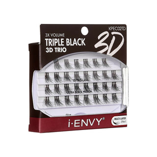 KISS - IEK 3D TRIO TRIPLE BLACK INDIVIDUAL EYELASHES - MEDIUM