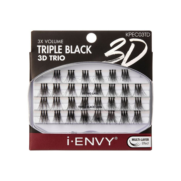 KISS - IEK 3D TRIO TRIPLE BLACK INDIVIDUAL EYELASHES - LONG