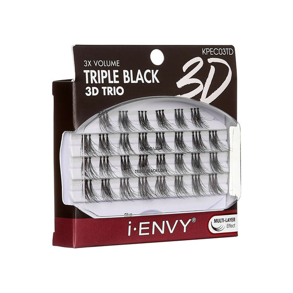 KISS - IEK 3D TRIO TRIPLE BLACK INDIVIDUAL EYELASHES - LONG